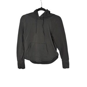 DSG‎ Fleece Hoodie Womens Small Black Raglan Sleeve Curved Hem